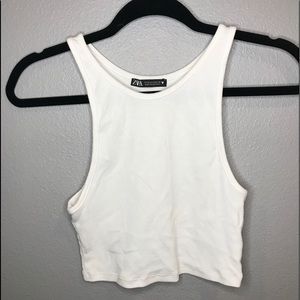 White Zara cropped tank